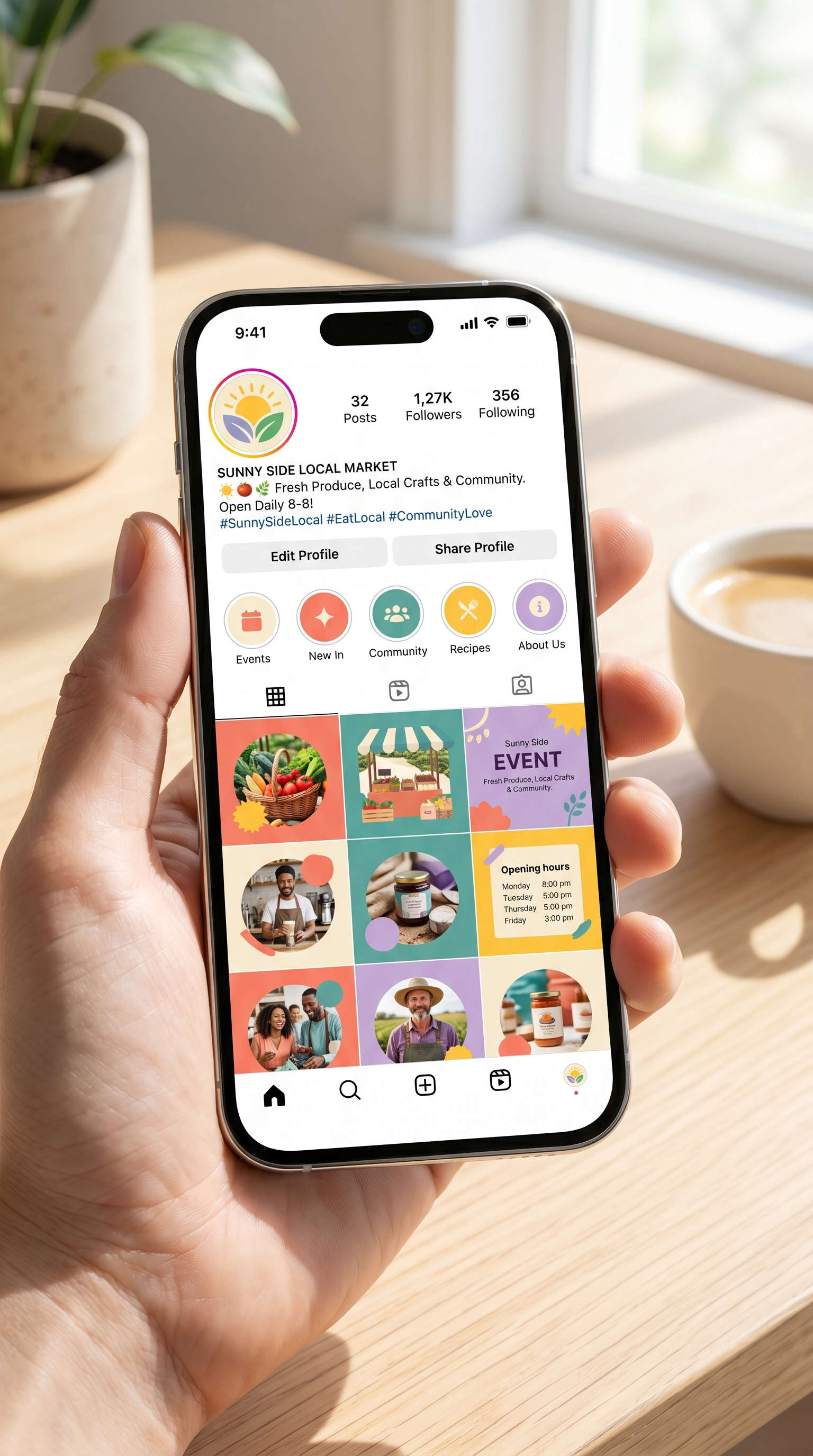 Social media in huisstijl op smartphone